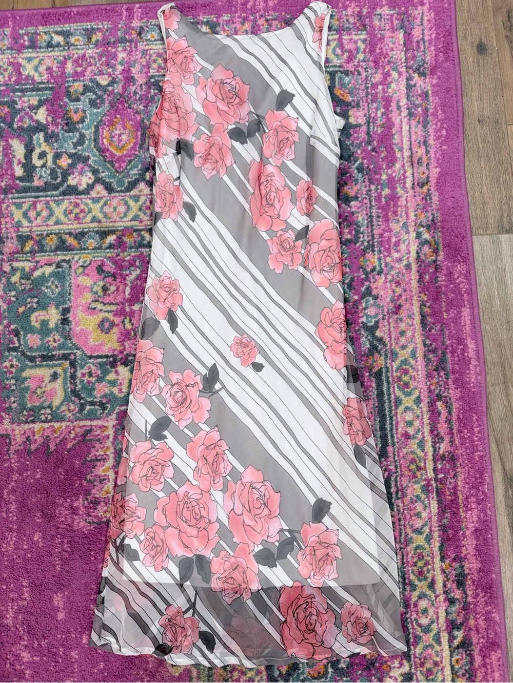 Floral Pink Rose Sleeveless Maxi Dress